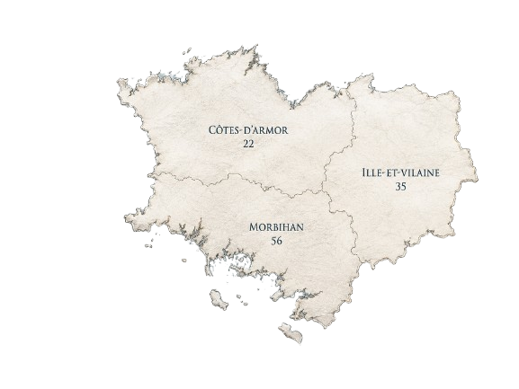 Carte des zones d'intervention de MR Protection en Côtes-d'Armor, Ille-et-Vilaine et Morbihan